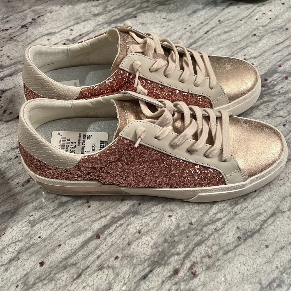 NWT Dolce vita zina sneaker rose gold glitter